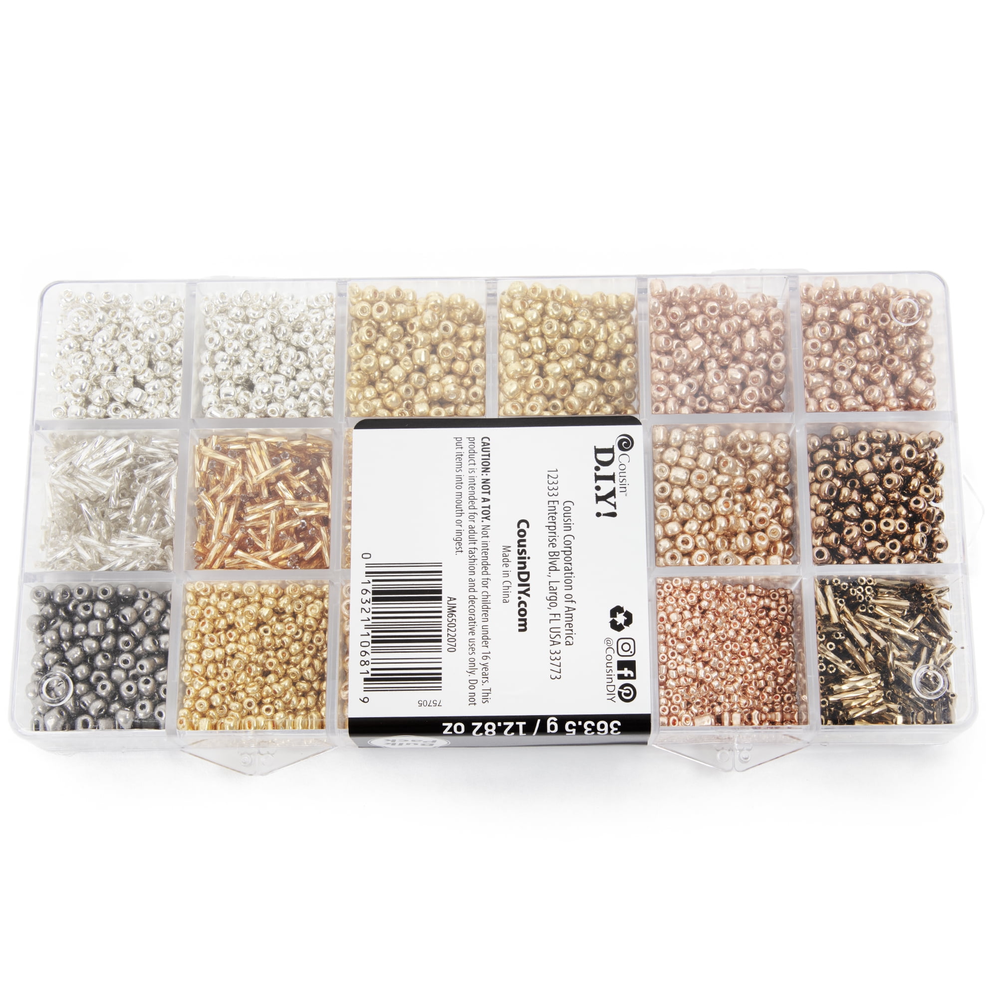 Cousin DIY Metallic Seed Bead Mix, Multicolor, 363.5g, 10000 Cousin DIY Metallic Seed Bead Mix, Multicolor, 363.5g, 10000
