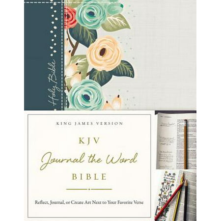 KJV, Journal the Word Bible, Hardcover, Green Floral Cloth, Red Letter Edition : Reflect, Journal, or Create Art Next to Your Favorite