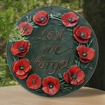 1pc Vintage "Lest We Forget" Poppy Wreath Aluminum Wall Sign, 8"x8" Memorial Day Decor, Patriotic Veterans Tribute Art, Creative Plaque for Home & Garden, No Battery Required, Wall Mounted