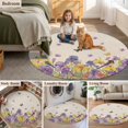 thumbnail image 5 of Round Rugs 7Ft, Purple Yellow Spring Floral Round Area Rug Washable Indoor Throw Carpet, Summer Botanical Birds Rustic Large Non Slip Circle Rug for Dining Room Playroom Home Decor Aesthetic, 5 of 8