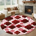 thumbnail image 3 of 8ft Washable Large Round Rug, Red Moroccan Non-Slip Circle Area Rug for Living Room Dining Room, Abstract Gradient Gold Red Geometric Indoor Floor Mat for Home Decor, 3 of 9