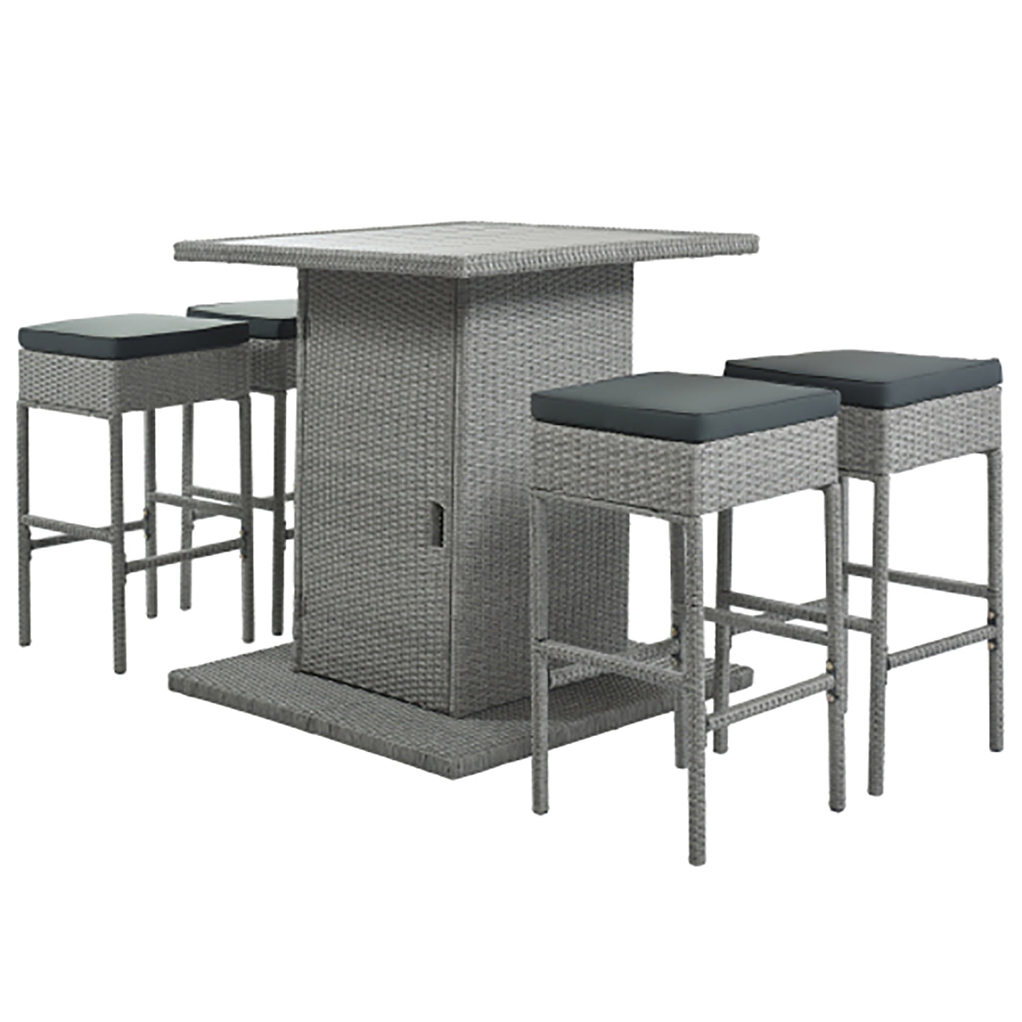 Kadyn 5 Piece Outdoor Patio Dining Table and Chair Set, Wicker Patio Dining Table and Chair Set, Outdoor Rattan Dining Table Set for Patio, Backyard, Balcony, Garden