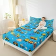thumbnail image 4 of Manfei Cute Cartoon dinosaur Queen Sheet Sets,Bulldozer Excavator Flat Sheet,Equipped Truck Queen Fitted Sheet,Microfiber Bedroom Decor,4 Pieces, 4 of 7
