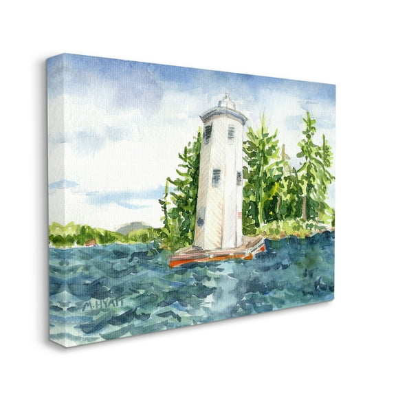 Stupell Industries Cove Side Lighthouse Rustic Lake Landscape Canvas Wall Art, 24 x 30, Design by Melissa Hyatt LLC