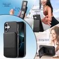 thumbnail image 3 of For iPhone 16 Wallet Phone Case,Twill Pattern Design,With Card Slots,Flip Premium PU Leather Magnetic Closure Kickstand Heavy Duty Protective Shockproof Rugged Phone Case,Black, 3 of 9