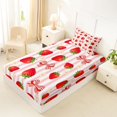 thumbnail image 5 of spefrowx Kawaii Strawberry Bow Print Twin Sheets for Girls, Pink Stripe Floral Bedding, 3 Pieces, 1 Flat Sheet, 1 Fitted Sheet and 1 Pillowcase, 5 of 6