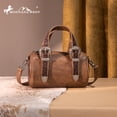 thumbnail image 3 of Montana West Mini Barrel Crossbody Bag Western Tooled Design with Buckle, Light Coffee, 3 of 6