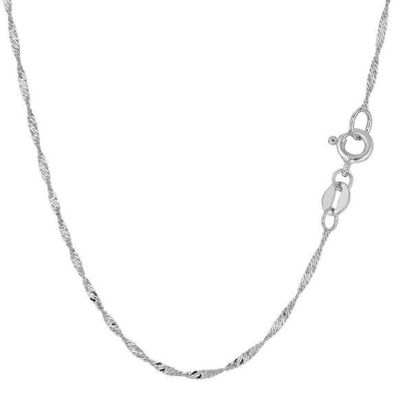 10K Yellow or White Gold 1.5mm Shiny Diamond-Cut Classic Singapore Chain Necklace for Pendants and Charms with Spring-Ring Clasp Womens Jewelry (7 " 9" 10" 16" 18" 20" or 24" inch)