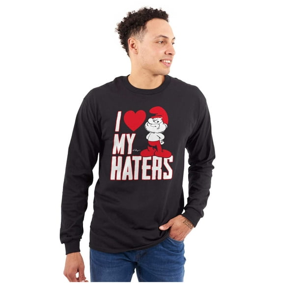 Funny Papa Smurf I Heart My Haters Long Sleeve TShirt Men Women Brisco Brands S