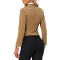 thumbnail image 3 of Women's Work Office Blazer Collarless Business Casual Suit Jacket Cropped Blazer XS Deep Khaki, 3 of 6