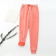 thumbnail image 6 of Sporty Women Solid Color Drawstring Ankle Tied Warm Fleece Long Pants Trousers, 6 of 8