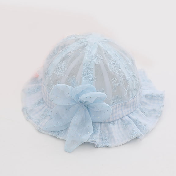 NIAIZEK 1Set Baby Girl Sun Hat Sky Blue Polyester Adjustable with Windproof Rope