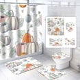 thumbnail image 2 of Guanhe 4Pcs Bathroom Shower Curtain Sets with Rugs,Orange Thanksgiving Maple Leaf Print Bathroom Sets with Shower Curtain Rugs Toilet Seat and Hook, 2 of 9