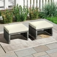 thumbnail image 2 of Gymax 2 Pieces Patio PE Rattan Ottomans with Soft Zippered Cushions for Deck White, 2 of 9