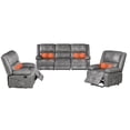 thumbnail image 2 of AECOJOY 3 Pieces Recliner Sofa Set with Massage Heated Function, Home Theater Seating Leather Couch Set with Side Pockets, Gray, 2 of 8