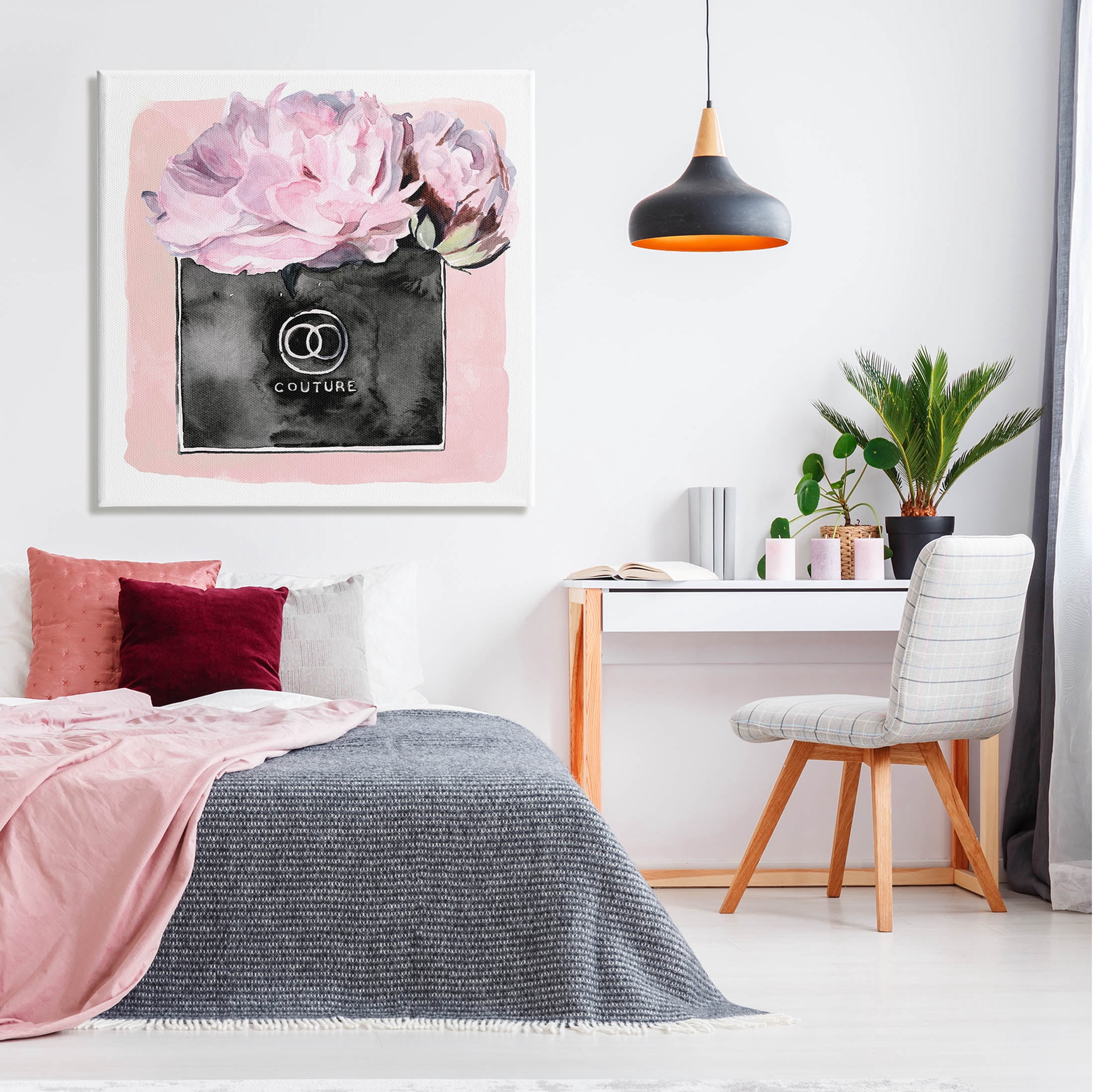 Stupell Industries Pink Glam Blossom Fashion Couture Vase Graphic Art Gallery Wrapped Canvas Print Wall Art, Design by Jennifer Paxton Parker