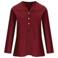 thumbnail image 4 of Womens Top Clearance Tops for Women,Clearance Women's V-Neck Long Sleeve Loose Button Cotton And Linen Tunic Shirts Summer Shirts Blouse, 4 of 5