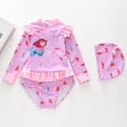 thumbnail image 2 of 5-6 T Girls Rash Guard Swimsuit Girls Long Sleeve Piece Swimsuit Cute Rash Guard Bathing Suit for Toddlers Young Children Sun Swimwear, 2 of 4