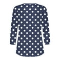 thumbnail image 4 of CYMMPU Women's Casual Floral Printed 3/4 Length Sleeve Trendy Tunic Tops Basic Tees Summer Fall Business Work Blouses Pleated Slanted Neck Shirts 2025 Clothes Navy XXXL, 4 of 7