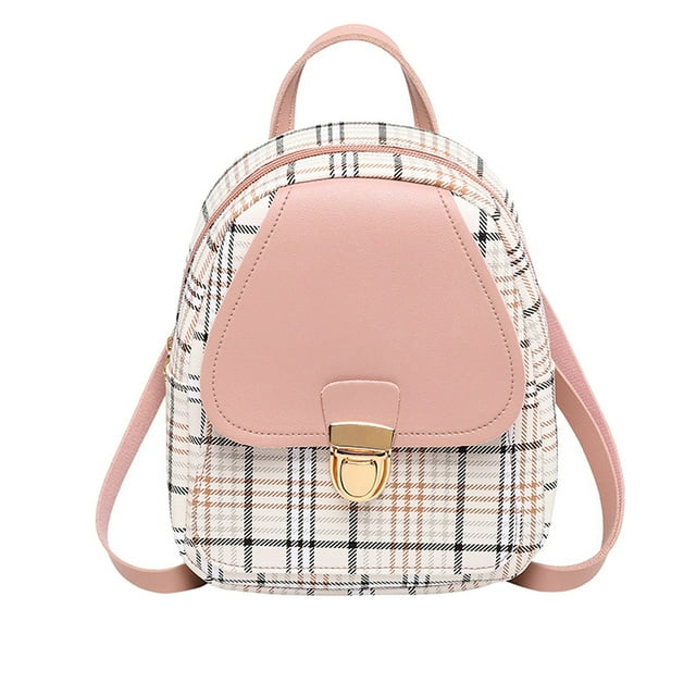 Mochila pequeña para mujer diseño a cuadros 19 pulgadas hebilla de metal minimochila para mujer hombro ajustable para el trabajo Anggrek Otros
