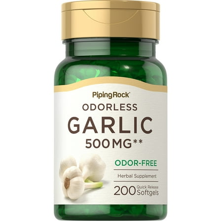 Odorless Garlic Pill | 500mg | 200 Softgels | by Piping Rock
