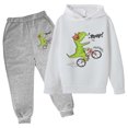 thumbnail image 2 of Toddler Boy Outfits Boys Dinosaur Fossil Print Hoodie and Sweatpants Soft Winter Set Boys' Clothing Sets Purple 11-12 Years, 2 of 3