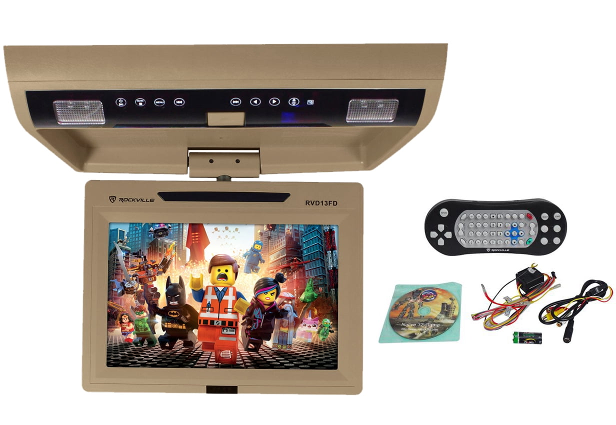 Rockville RVD13FD BEIGE 13" Flip Down Car Monitor DVD Player, USB/SD