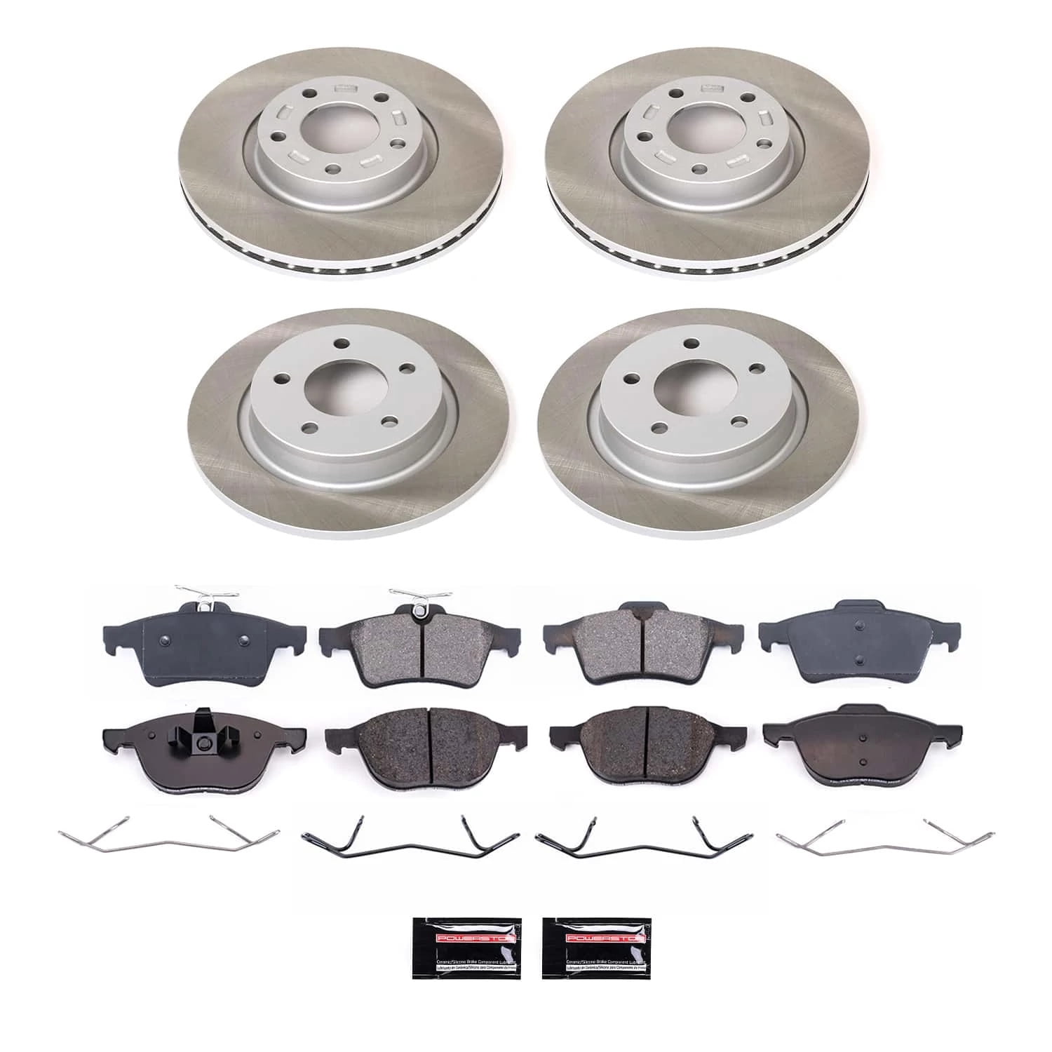 PowerStop Front and Rear Semi-Coated Rotor and Low-Dust Ceramic Brake Pad Kit SC126