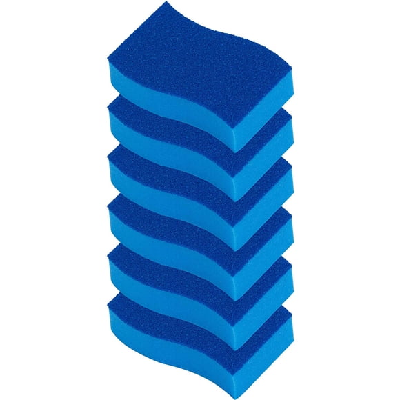 ELITRA Éponge de Nettoyage à Récurer Non Abrasive - Bleu - Lot de 6