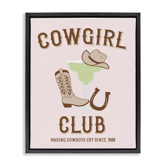 Stupell Industries Eclectic Cowgirl Club Accessories Black Floating Frame Canvas Art, 17 x 21, by Natalie Carpentieri