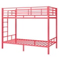 thumbnail image 6 of Zimtown Twin over Twin Steel Bunk Beds Frame,14.8" Height Guardrail, Bedroom Dorm Room, PinK, 6 of 7