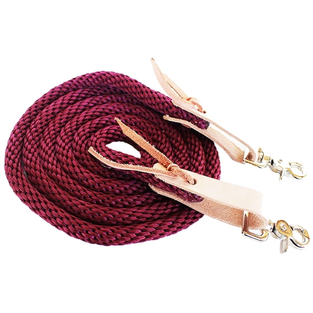 Horse Roping Western Barrel Contest Reins Nylon Braided Snap 7' 607491