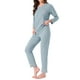 thumbnail image 4 of INSPIRAR CHIC Pijamas de Algodón para Mujeres, Conjuntos de Ropa de Dormir de Manga Larga con Pantalones y Bolsillos, 2XL Azul, 4 of 6