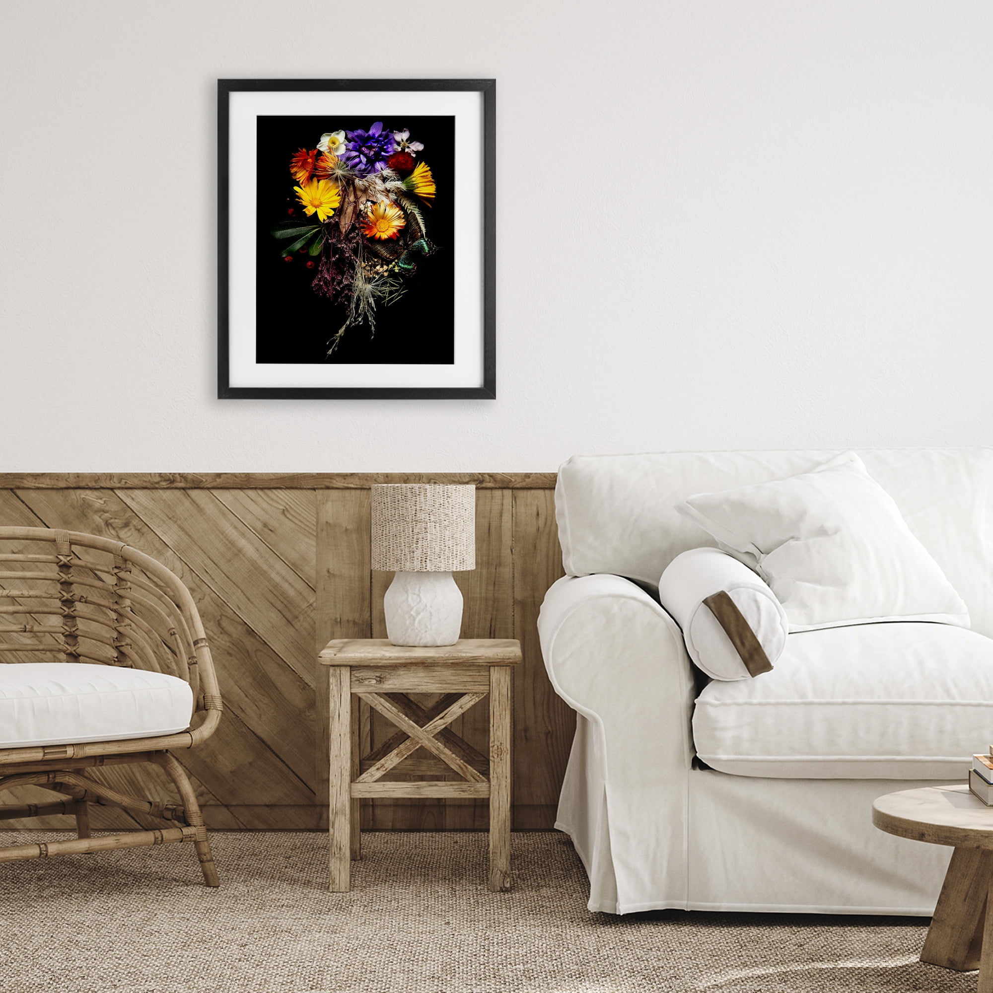 Stupell Industries Butterfly Adorned Arrangement Black Framed Print Under Glass, design by Carl Kravats