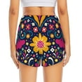 thumbnail image 4 of Uemuo Cinco De Mayo Floral Pattern Women's Athletic Shorts High Waisted Running Shorts with Liner Pockets Gym Elastic Workout Shorts-X-Large, 4 of 9