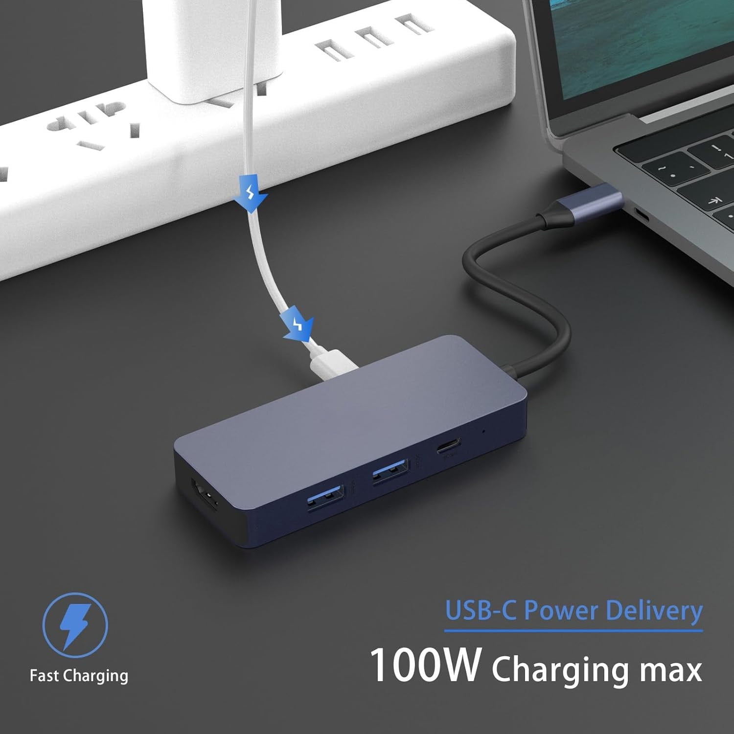 USB 3.0 Hub, 7 Ports USB C Hub With 5Gbps Data Transfer, USB C to HDMI with HDMI, USB C 3.0/2.0, SD/TF, PD 100W Compatible with Type C MacBook, Mac Pro, iMac