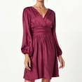 thumbnail image 1 of WILLBEST Vestido De Verano Para Mujer, Vestido Informal Con Cuello En V Y Mangas Para Uso Diario, Básico, Color Sólido, Fluido, Cómodo, Para Primavera, Verano Y Otoño, 1 of 3