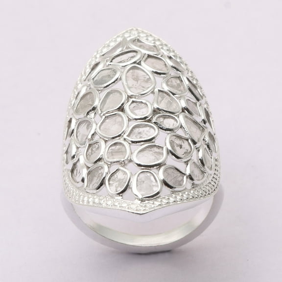 1.80 CTW Natural Diamond Polki Cluster Women's Mother's Day Gift Ring 925 Sterling Silver