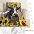 thumbnail image 5 of Farmhouse Cow Blanket Soft Cozy Warm Throw Blanket for Couch, Plush Fuzzy Flannel Fleece Blankets for Sofa, Pastoral Sunflower Botanical Brown Wooden Bed Blankets Lightweight Gifts for Women, 40"x50", 5 of 9