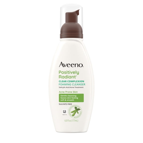 Aveeno Positively Radiant Clear Complexion Foaming Facial Cleanser, 6 Fl oz
