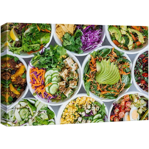 wall26 Canvas Print Wall Art Vegan Keto Healthy Avocado Lettuce Salad Food & Cooking Kitchen Photography Realism Decorative Scenic Rustic Zen Calm Colorful for Living Room, Bedroom, Office - 12&q