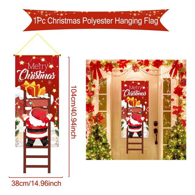 Bandera colgante de Papá Noel, decoraciones navideñas para el hogar, adornos navideños 2024, regalos de Navidad y Año Nuevo 2025