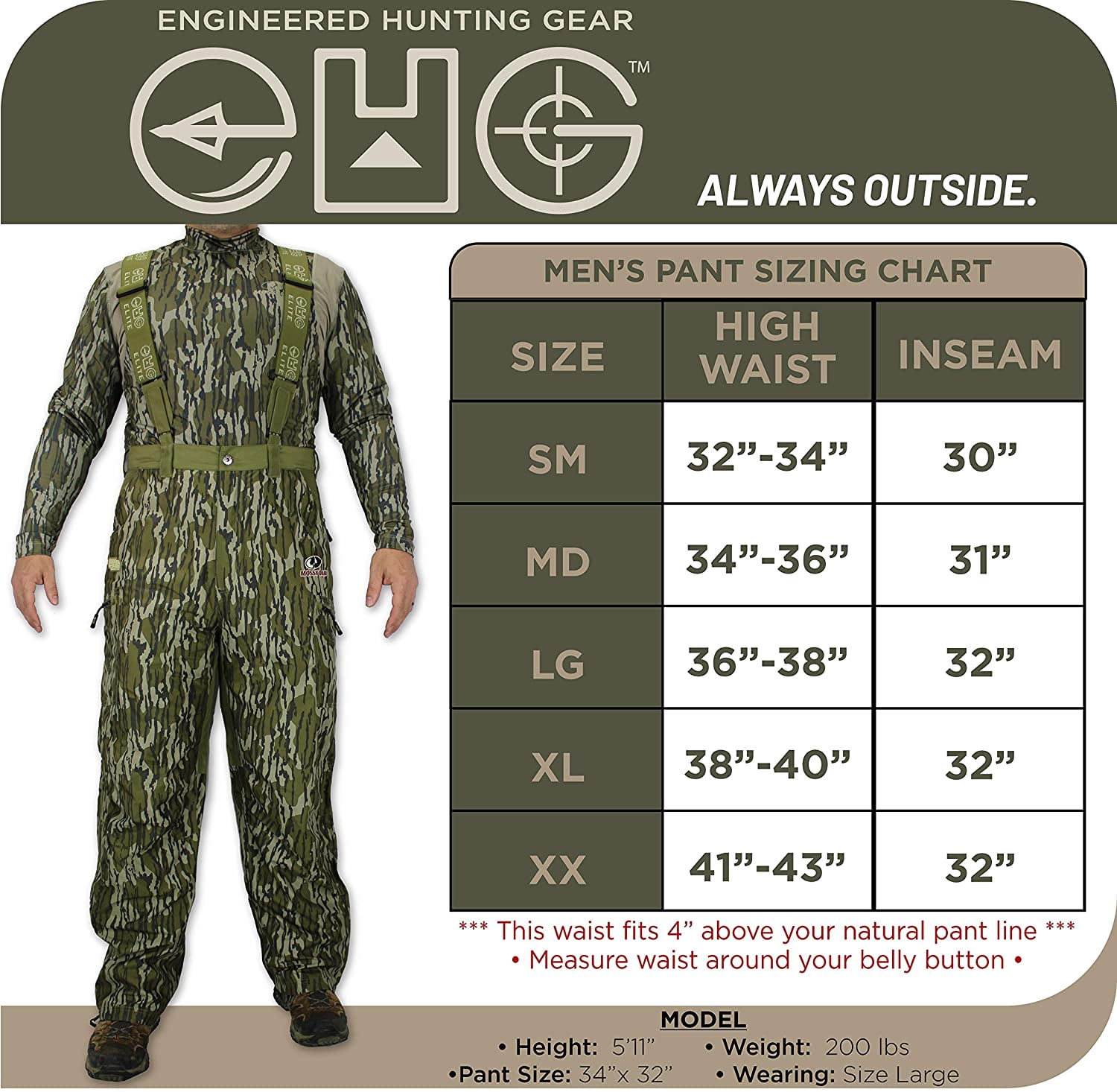 Mossy Oak EHG Elite Piedmont Waterproof Convertible Hunting Bib (2X)- MOBL