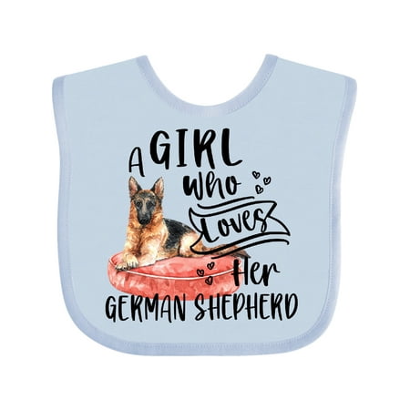 

Inktastic A Girl Who Loves Her German Shepherd Gift Baby Boy or Baby Girl Bib