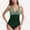 Green, variant on Women's One Piece Swimsuit with Ruffled V-Neckline and Adjustable Double Spaghetti Straps - X Large, Green