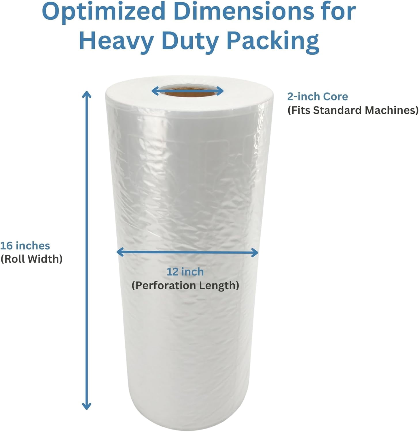 Nylon-Enriched HDPE+PA Bubble Pillow Film Roll – 1000ft x 16" x 12", Perforated Every 12", Air Cushion Packing Material for Shipping, Moving, Improved Barrier, Thicker & Long-Lasting