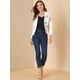 thumbnail image 3 of Chaqueta abierta de la chaqueta del traje de la cosecha del trabajo de la oficina del frente de las mujeres Blanco-floral XL, 3 of 6