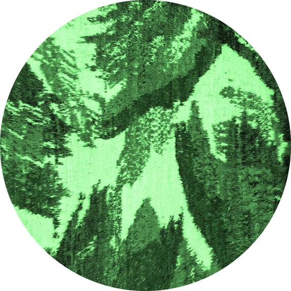 Ahgly Company Indoor Round Abstract Emerald Green Modern Area Rugs, 4' Round