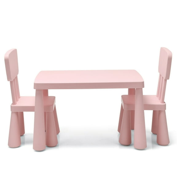 Gymax Toddler Activity Play Dining Study Desk Kids Table & 2 Chairs Set Baby Gift Pink