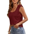 thumbnail image 4 of Sherrylily Women Cap Sleeve Scoop Neck Tank Tops Casual Solid Basic Tee Shirts, 4 of 5